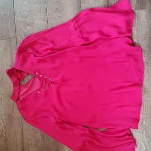 Jennifer Lopez Lace-Up Chocker Neck Top